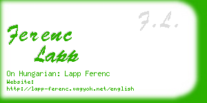 ferenc lapp business card